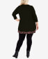 ფოტო #8 პროდუქტის Plus Size Ally Border Round Neck Tunic Top