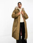 Фото #1 товара River Island puffer coat with faux fur collar in khaki