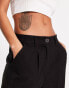 ASOS DESIGN dad trouser with linen in black