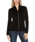 Фото #1 товара Black Label Women’s Rhinestone-Zip Embellished Cardigan Sweater