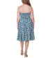 ფოტო #3 პროდუქტის Teal Floral Strapless Tube Top Flowy Knee Length Dress