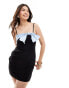 Фото #1 товара ASOS DESIGN contrast satin bow mini dress in black