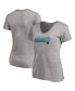 Фото #2 товара Women's Plus Size Heather Gray Charlotte Hornets Mascot In Bounds V-Neck T-shirt