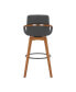 Baylor Swivel Wood Bar or Counter Stool in Faux Leather