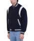 Фото #1 товара Men's Varsity Jacket with Faux Leather Trim