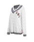 Women's White Chicago Bears Prep V-Neck Pullover Sweater