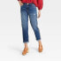 Фото #1 товара Women's Mid-Rise Straight Leg Embroidered Jeans - Knox Rose Dark Wash 2