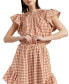 Women's Juni Gingham Ruffled Short-Sleeve Blouse Rust Cream, M - фото #4