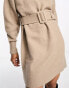 & Other Stories belted knitted dress in beige M - фото #6