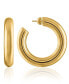 ფოტო #2 პროდუქტის Women's Chubby Large 18K Gold-Plated Brass Hoops Earrings