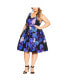 Фото #1 товара Plus Size Hydrangea Fit & Flare Dress