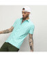 Men's Aqua Blue Unbalanced Striped Shirt