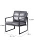 Фото #9 товара Light Grey PU Leather Leisure Black Metal Frame Recliner Chair For Living Room And Bedroom Furniture