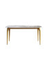 Фото #3 товара 63" Modern Artificial Stone Pandora White Curved Golden Metal Leg Dining Table -6 People