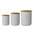 Фото #1 товара Set of 3 White Stoneware Canisters with Bamboo Lids