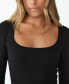 Фото #3 товара Women's Staple Rib Scoop Neck Long Sleeve Top