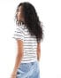 Фото #4 товара Abercrombie & Fitch striped t-shirt in white and navy