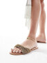 Simmi London Kenya embellished strap flat sandal in gold