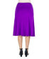 A Line Elastic Waist Knee Length Skirt