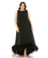 Фото #1 товара Plus Size High Neck Feather Hem Gown