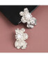 ფოტო #2 პროდუქტის Women's Silver Flower Drop Earrings