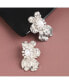 Фото #2 товара Women's Silver Flower Drop Earrings