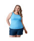 Фото #1 товара Women's Plus Size Full Side Shirring Tankini Top