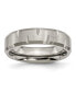 Titanium Brushed Beveled Edge Notched Wedding Band Ring