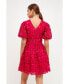 Фото #3 товара Women's Crochet Lace Puff Sleeve Mini Dress