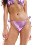 Фото #1 товара ONLY tie side bikini bottoms co-ord in metallic purple