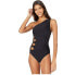 Фото #1 товара Carmen Marc Valvo Women's Standard Shoulder One Piece Swimsuit, Black, 8
