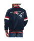 ფოტო #2 პროდუქტის Men's Navy New England Patriots Home Game Satin Full-Snap Varsity Jacket