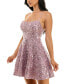 ფოტო #3 პროდუქტის Juniors' Sequined Lace Fit & Flare Dress