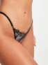 Bluebella Adeline sheer tanga side brazilian brief with delicate embroidery in black