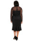 Фото #2 товара Plus Size Beaded Illusion Mock-Neck Midi Dress