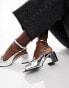 RAID Emilia ballet low block heels shoes in silver patent