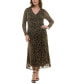 ფოტო #1 პროდუქტის Plus Size V-Neck Side-Ruched Long-Sleeve Dress