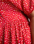 Фото #6 товара Wednesday's Girl Curve smudge spot mini smock dress in red