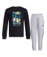 ფოტო #1 პროდუქტის Little Boys Cotton T-shirt and Heather Fleece Jogger Pants, 2 Piece Set