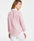Фото #2 товара Petite Striped Oversized Button-Down Cotton Poplin Shirt