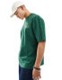 ASOS DESIGN oversized t-shirt in dark green with tennis back print & chest print