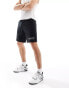 Hollister 9inch tech logo sweat shorts in black