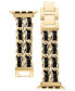 ფოტო #2 პროდუქტის Women's Gold-Tone Alloy Double Chain and Black Faux Leather Bracelet Compatible with 42/44/45/Ultra/Ultra 2 Apple Watch
