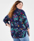 Plus Size Lola Floral-Print Johnny-Collar Tunic, Created for Macy's