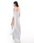 TFNC Bridesmaid chiffon one shoulder drape maxi dress in silver