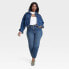 Women's High-Rise Cropped Slim Straight Jeans - Ava & Viv Medium Wash 24