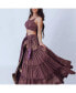 Фото #4 товара Women's Brownish Purple Shimmer Tiered Lehenga Choli with Golden Accents