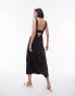 Topshop contrast stitch poplin midi pinny in black Черный, 34 - фото #2