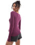 Фото #4 товара Abercrombie & Fitch long sleeve ribbed top with slash neck in grape purple