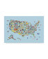 Michael Tompsett Animal Map of United States For Children and Kids Blue Canvas Art - 20" x 25"